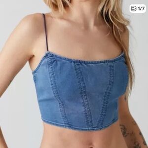 Urban Outfitters BDG Denim Bustier Top | Medium | Structured Corset Style